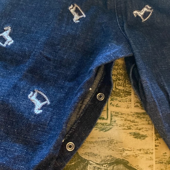 Embroidered "Rocking Horse" Denim Overalls Size 12 Mo. - Picture 6 of 9